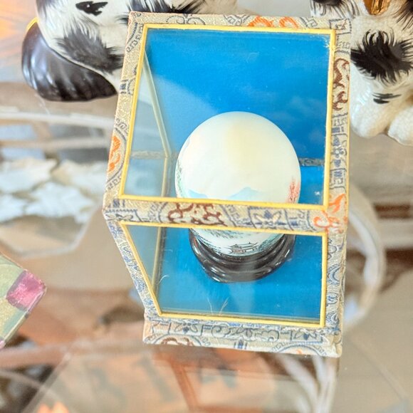 Vintage Oriental Hand Painted Egg in Glass Case - Picture 15 of 16